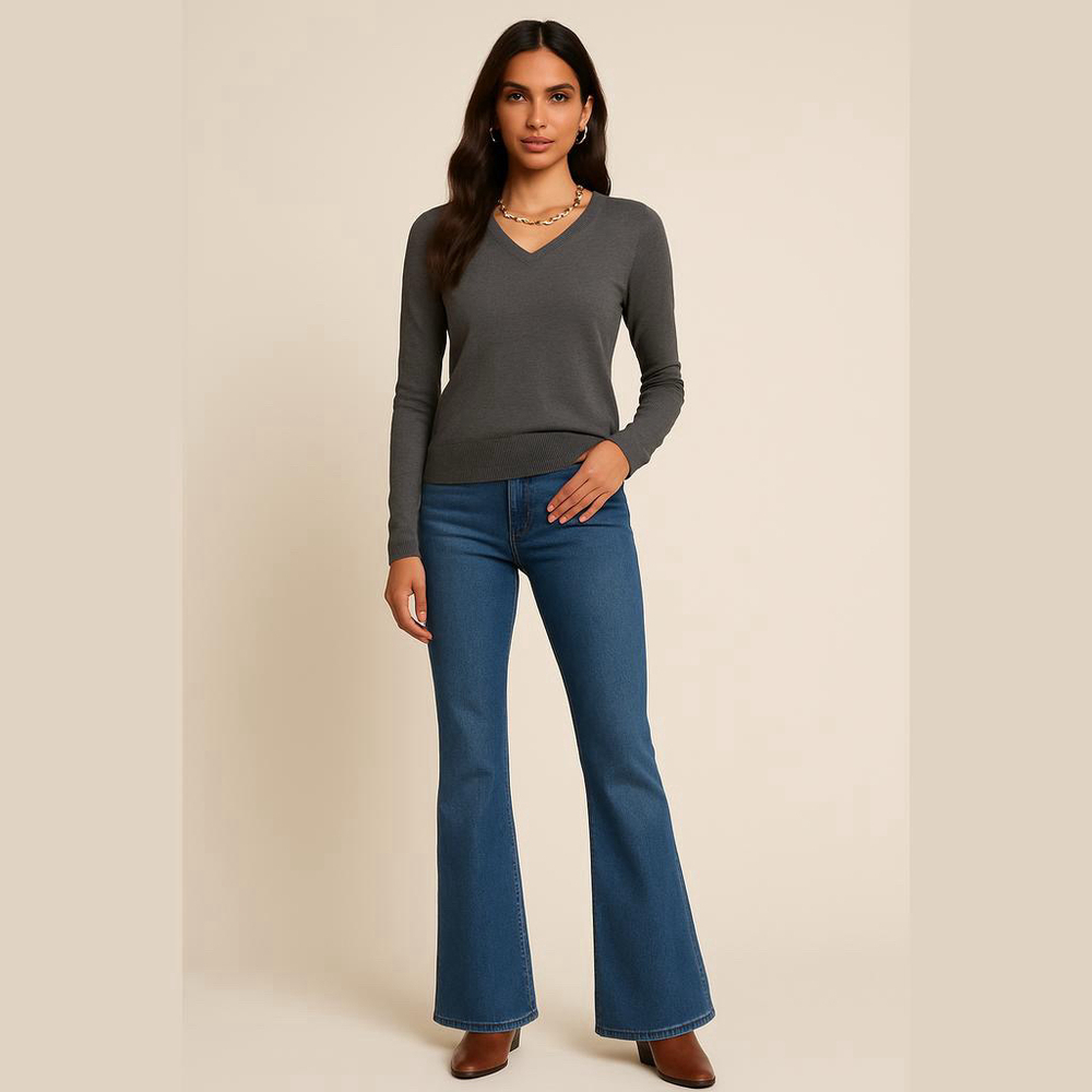 Clean Lines NTD Apparel v neck lightweight sweater grey Sz S